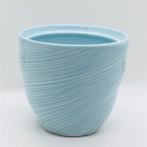 Swirl design light blue ceramic planter cache pot